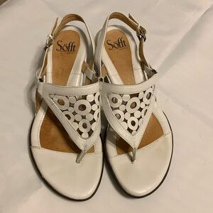 Sofft white wedge slingback thong sandals